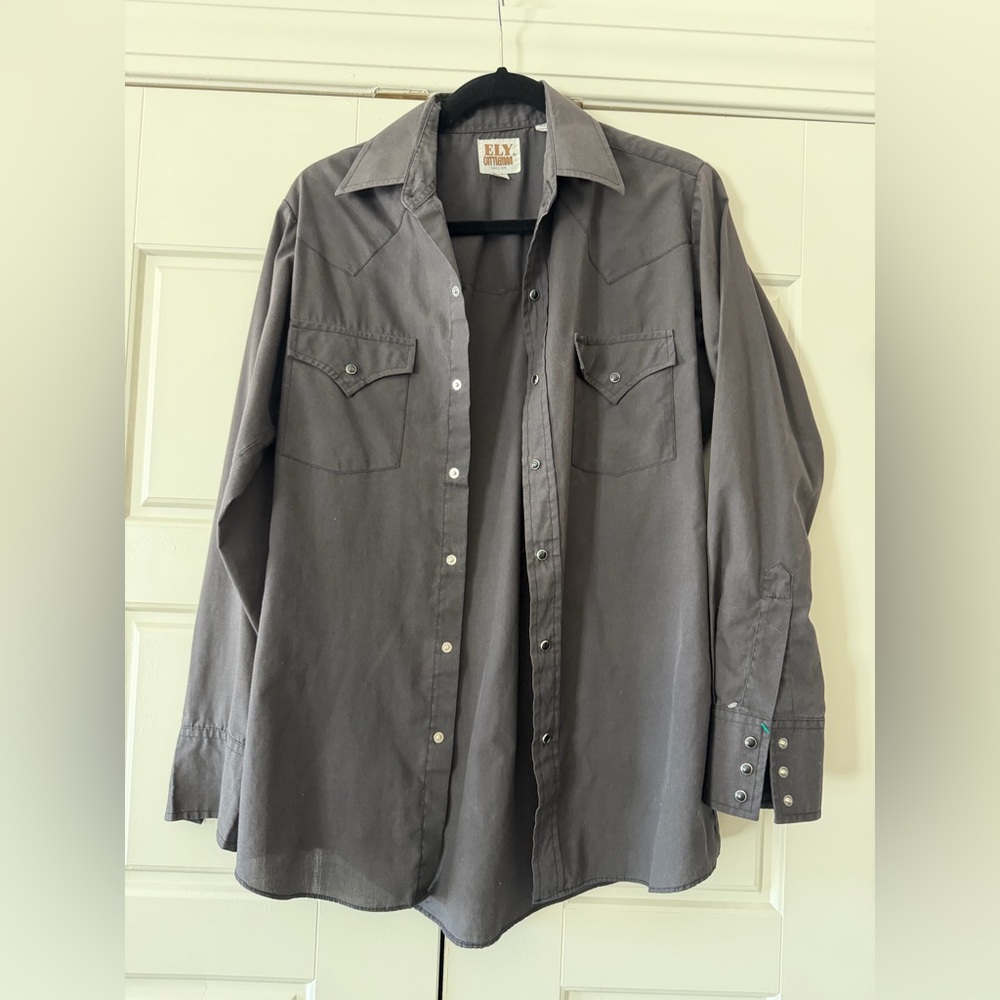 Ely Cattleman Charcoal Western Snap Shirt